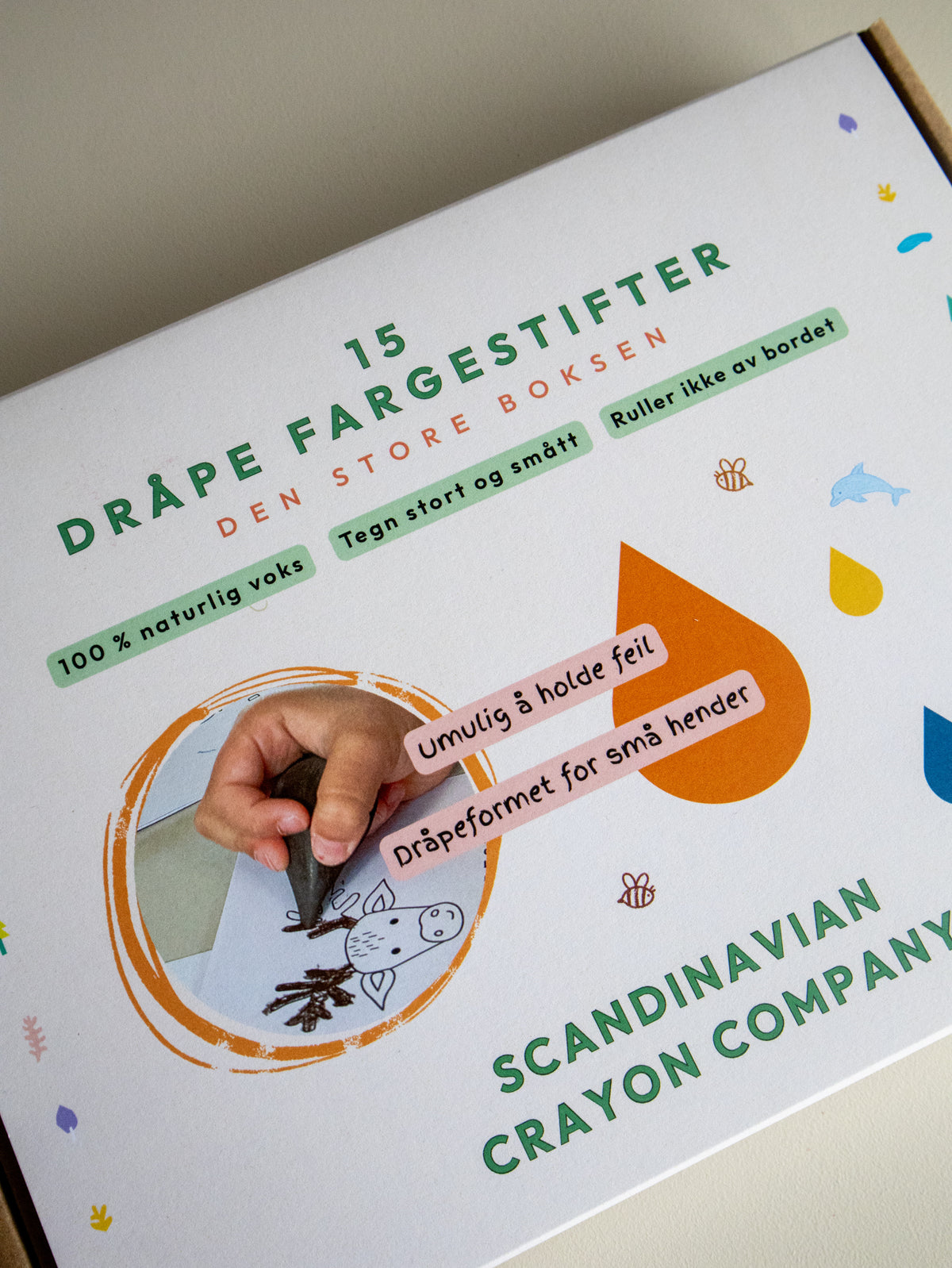 Dråpe fargestifter i bivoks 15 stykk - Scandinavian Crayon Company